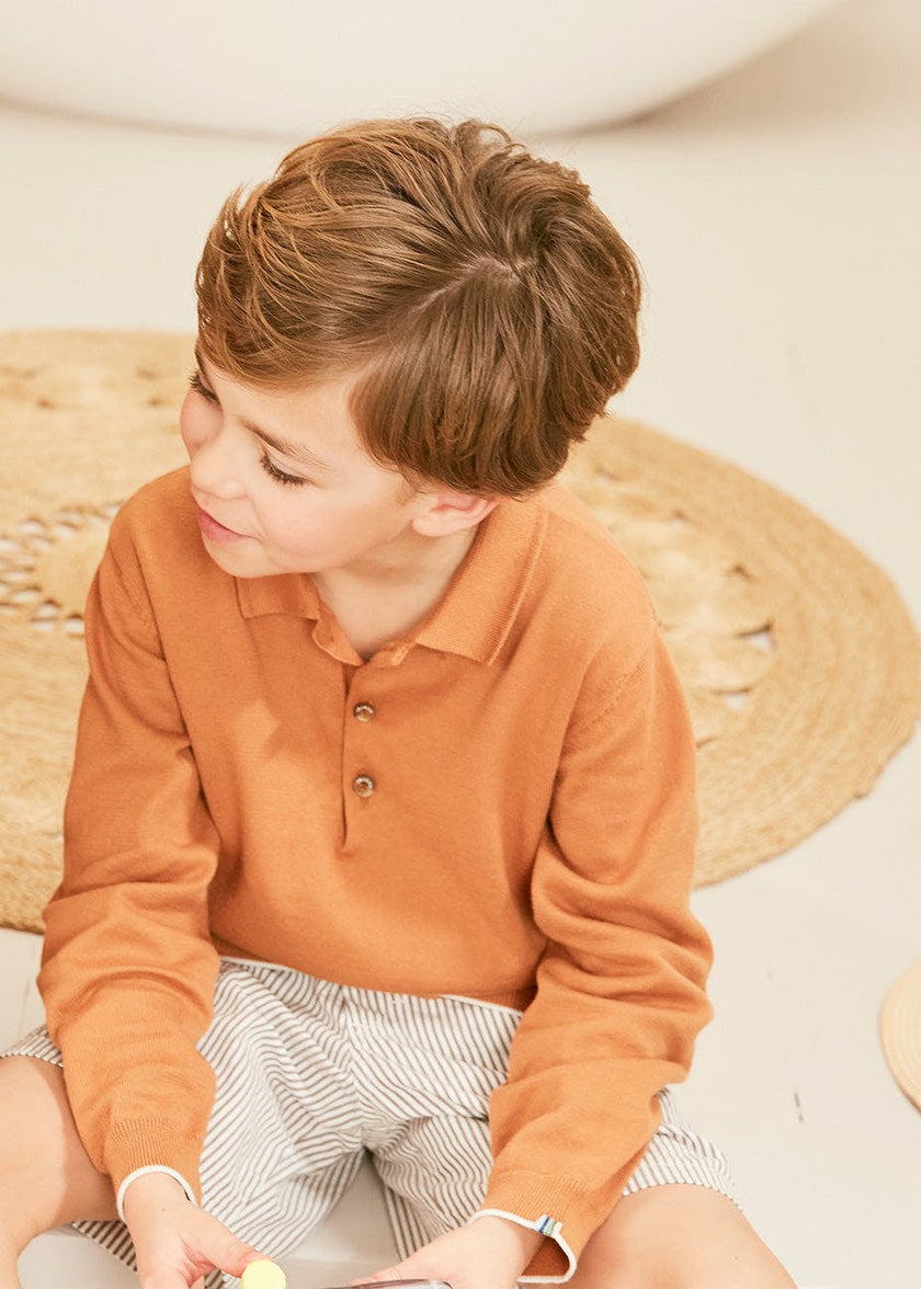 Rust Cotton Polo Jumper