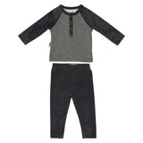 Velour Henley Two Piece Set
