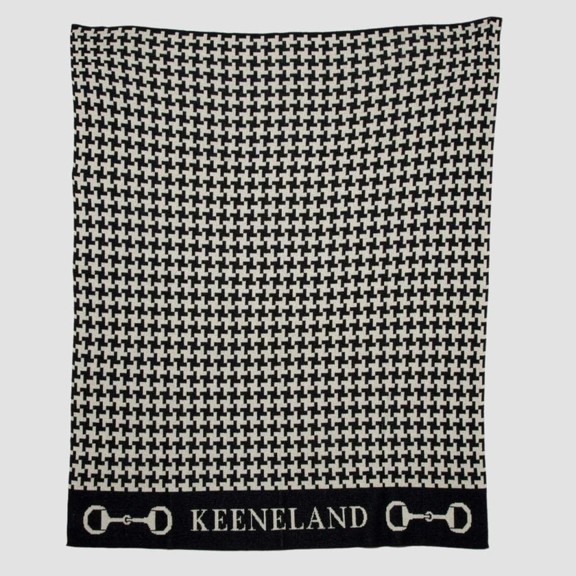 Custom Personalized Equestrian Sustainable Knit Throw Blanket - Houndstooth Horse Bit