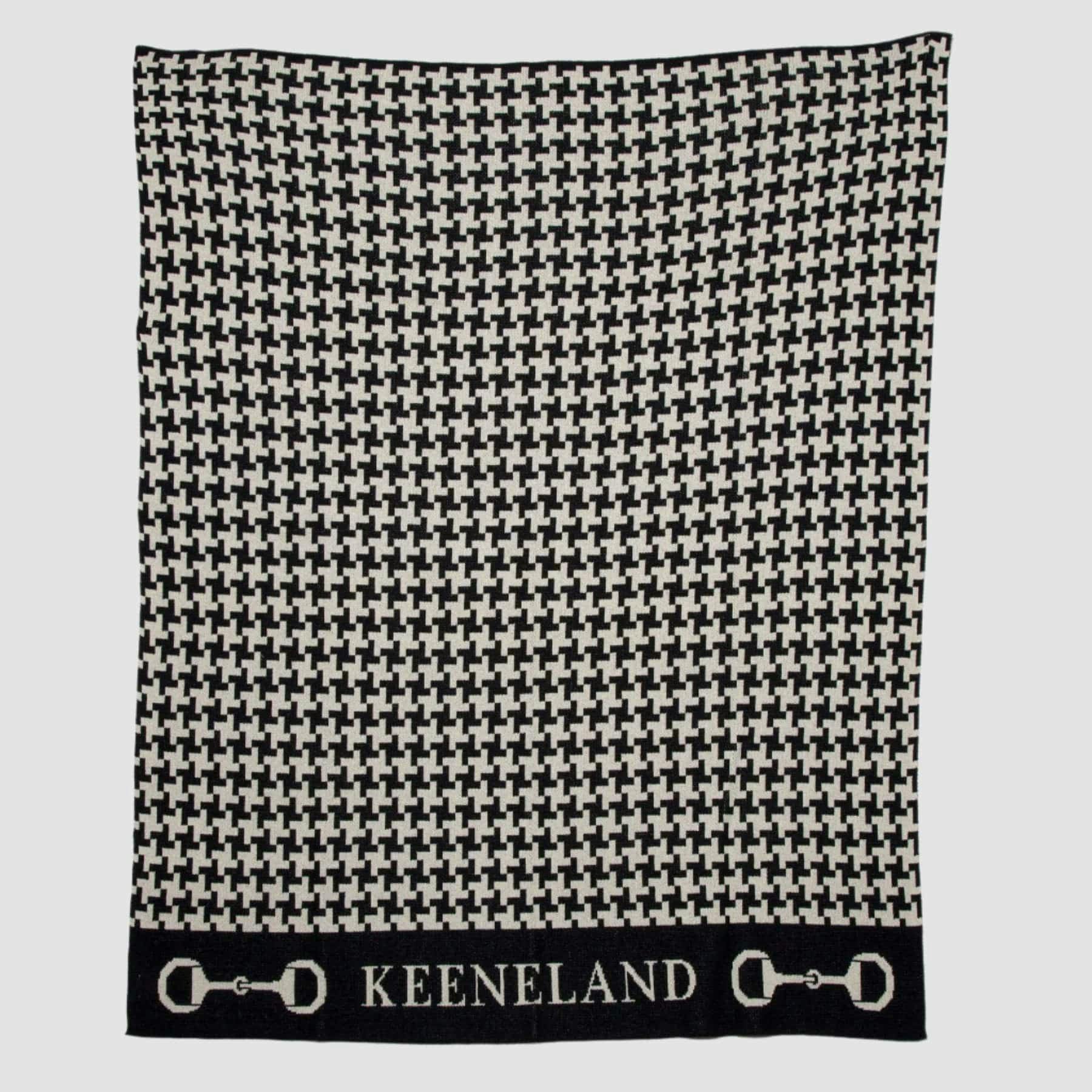 Custom Personalized Equestrian Sustainable Knit Throw Blanket - Houndstooth Horse Bit