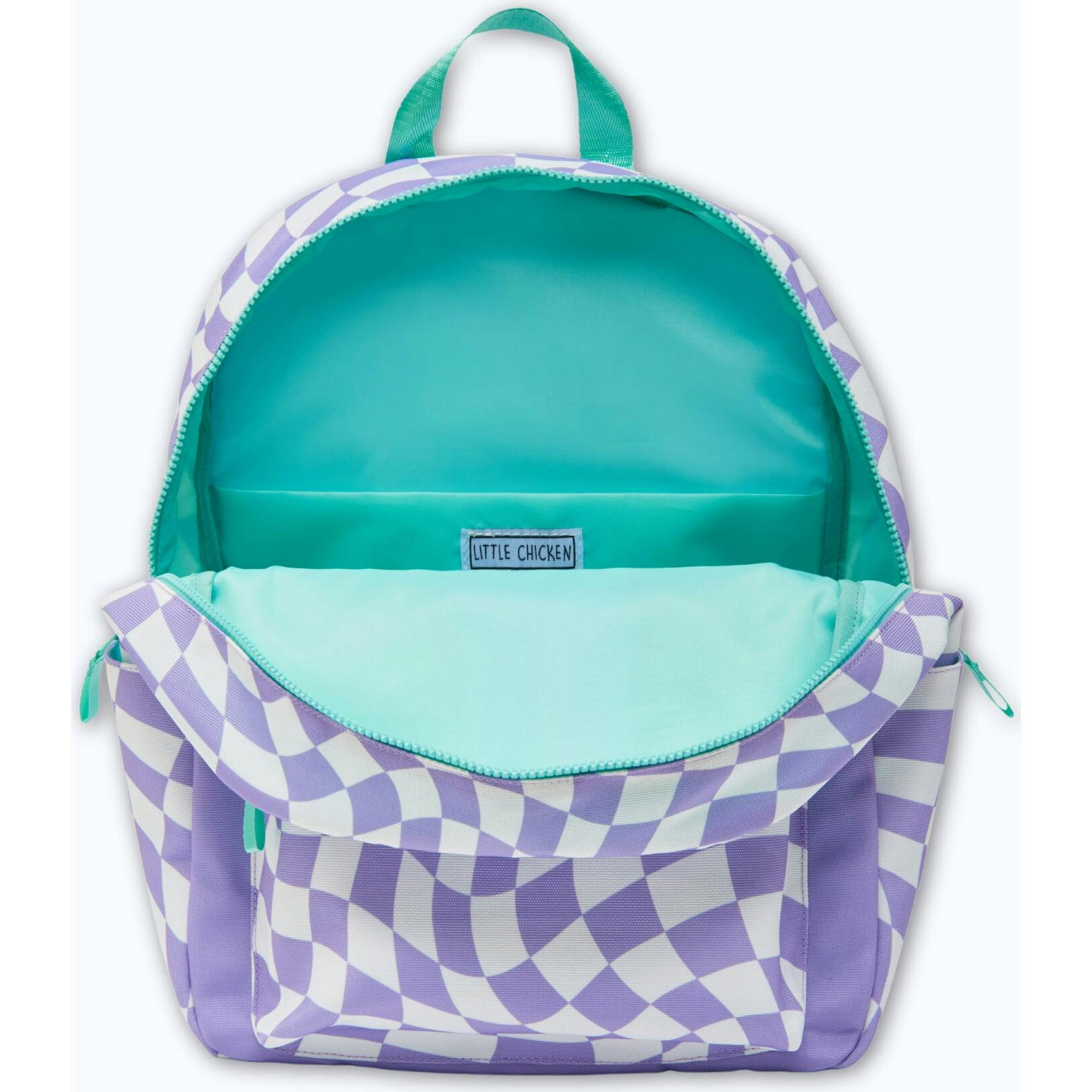 Checkered Pattern Backpack With Patches