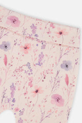 Organic Cotton Evolutive Pants Pink Printed Flowers