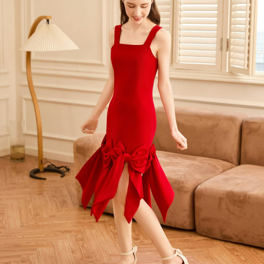 Radiant Red Elliston Bow-Tail Dress