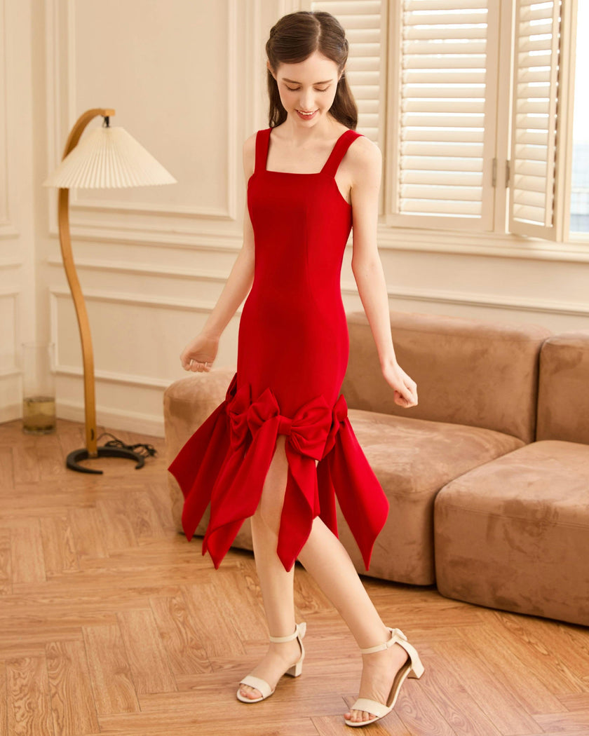 Radiant Red Elliston Bow-Tail Dress