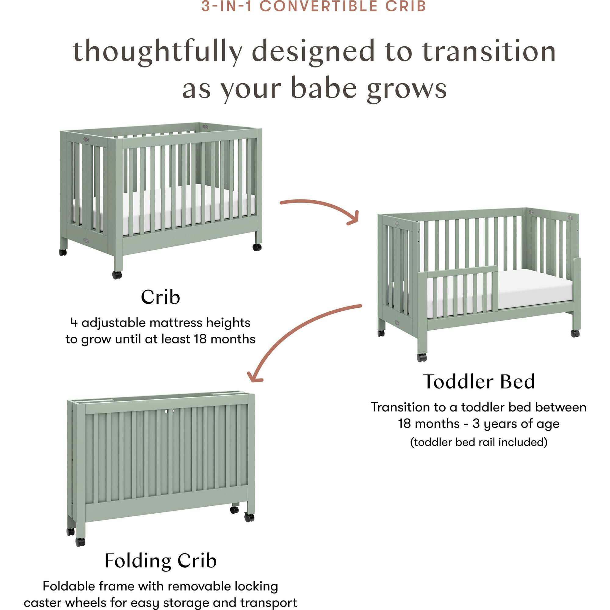 Maki Portable Folding Crib with Toddler Bed Conversion Kit