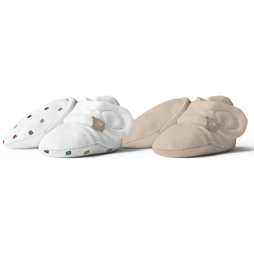 STAY ON 2-PACK BOOTS | CITY BLOCKS + SANDSTONE — Bamboo Organic Cotton Blend, 0–6M