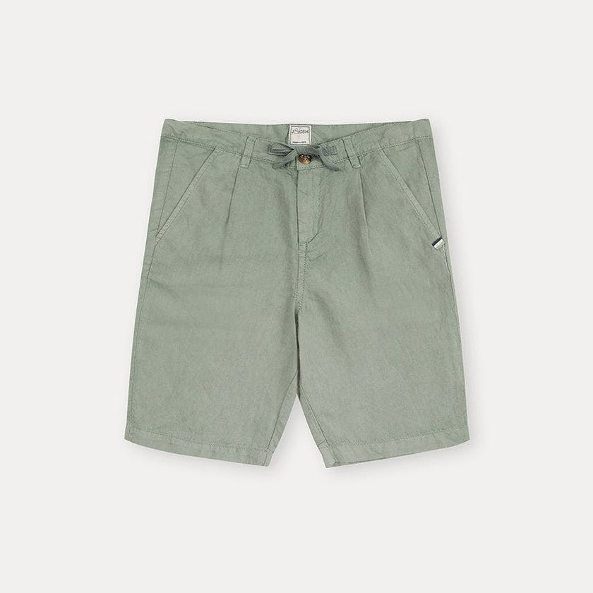 Grey Green Linen Cotton Shorts