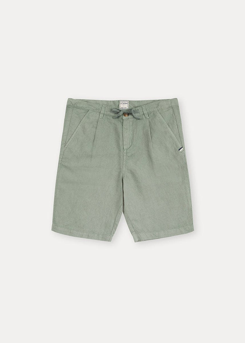 Grey Green Linen Cotton Shorts