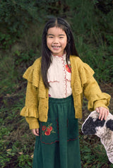 RUFFLES KNITTED CARDIGAN MUSTARD