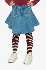 Pleated Skirt Navy Blue Denim