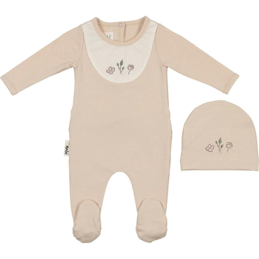 Embroidered Bib Footie and Beanie Set