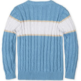 Organic Cable Crewneck Pullover Sweater, Blue