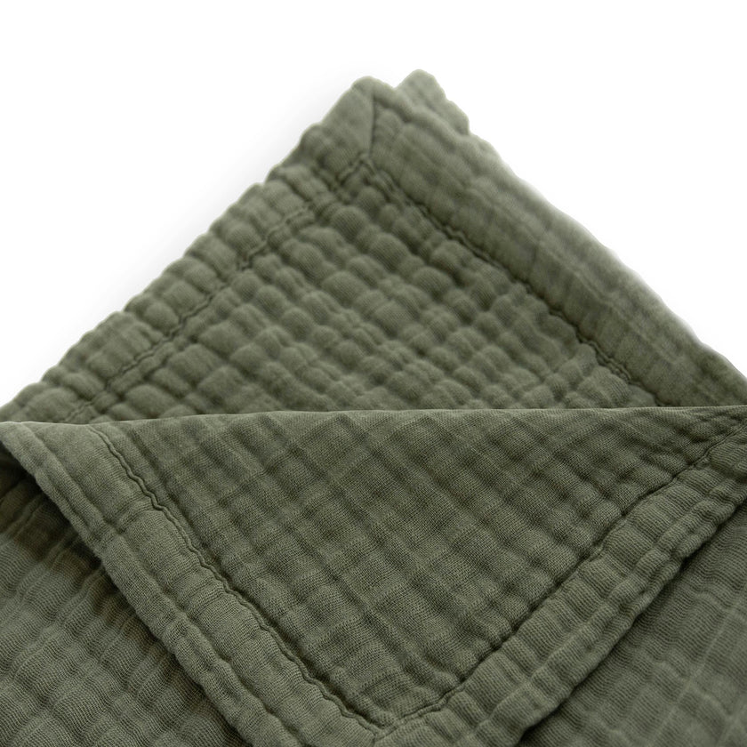 Cotton Muslin Quilted Throw - Fern