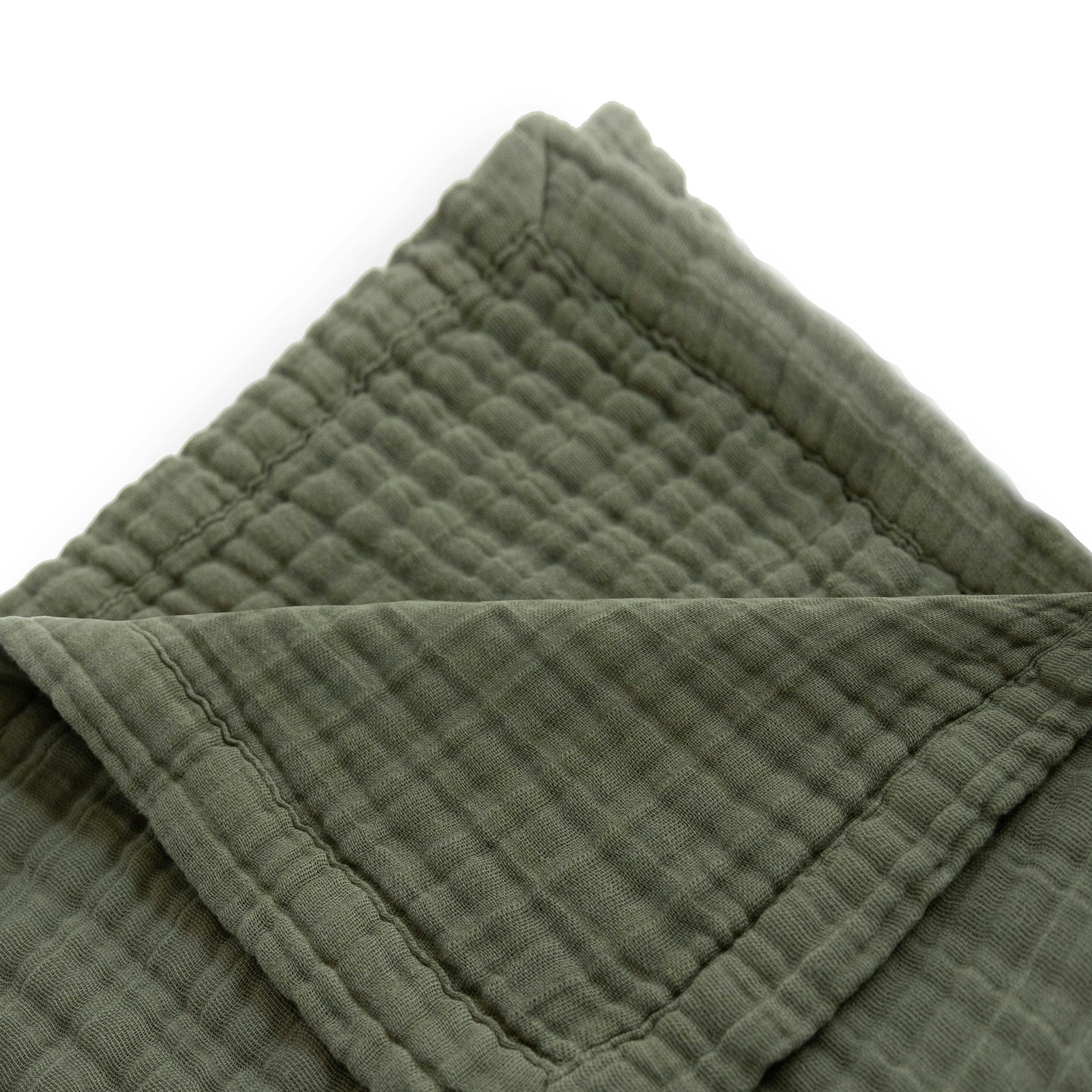 Cotton Muslin Quilted Throw - Fern