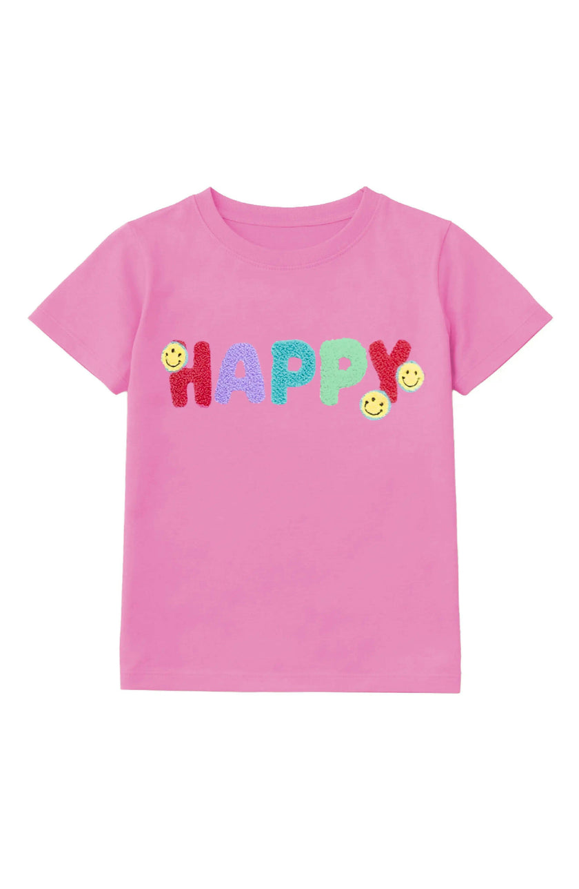 Happy Applique Short Sleeve Tee