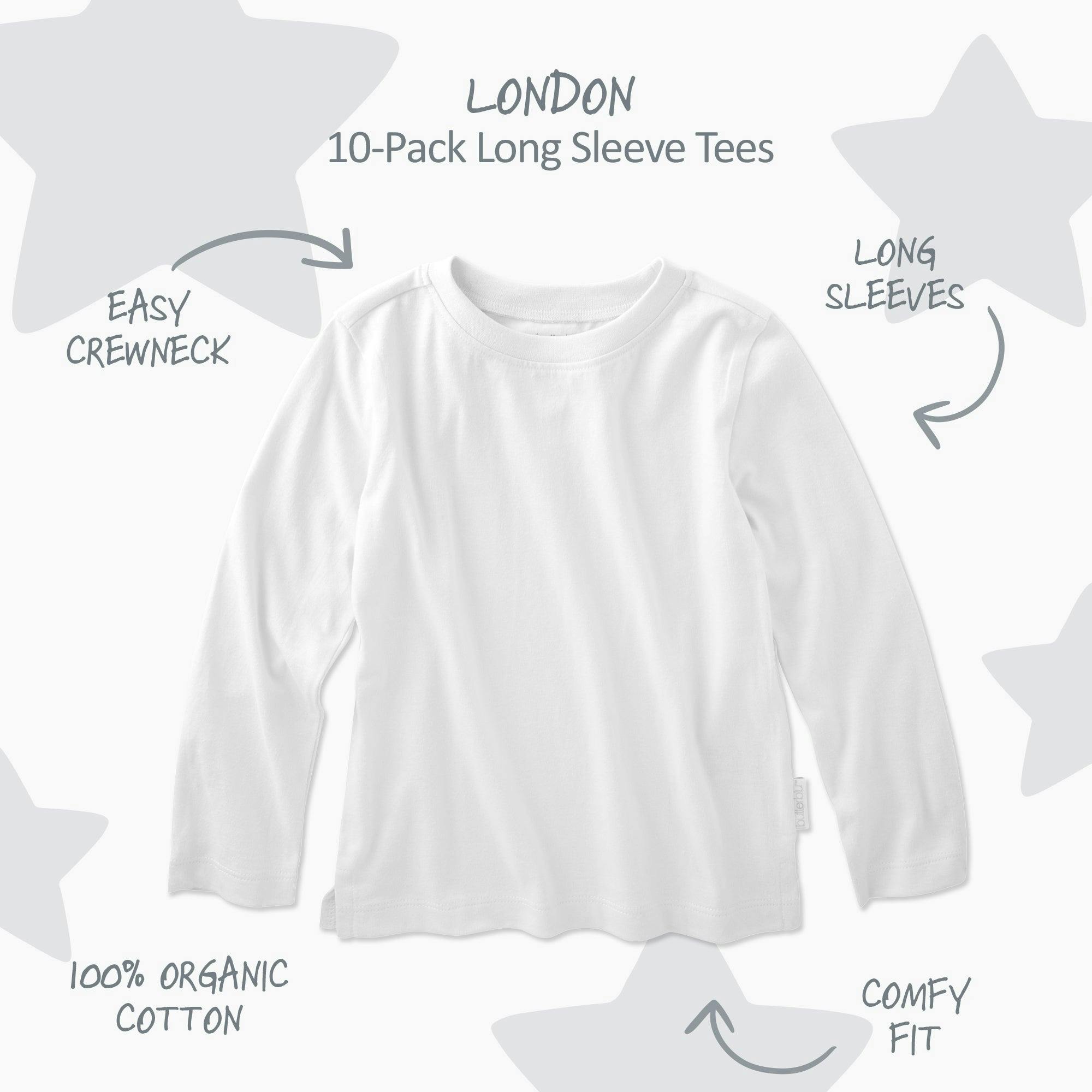 LONDON 10-Pack Toddler Long Sleeve T-Shirts