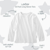 LONDON 10-Pack Toddler Long Sleeve T-Shirts