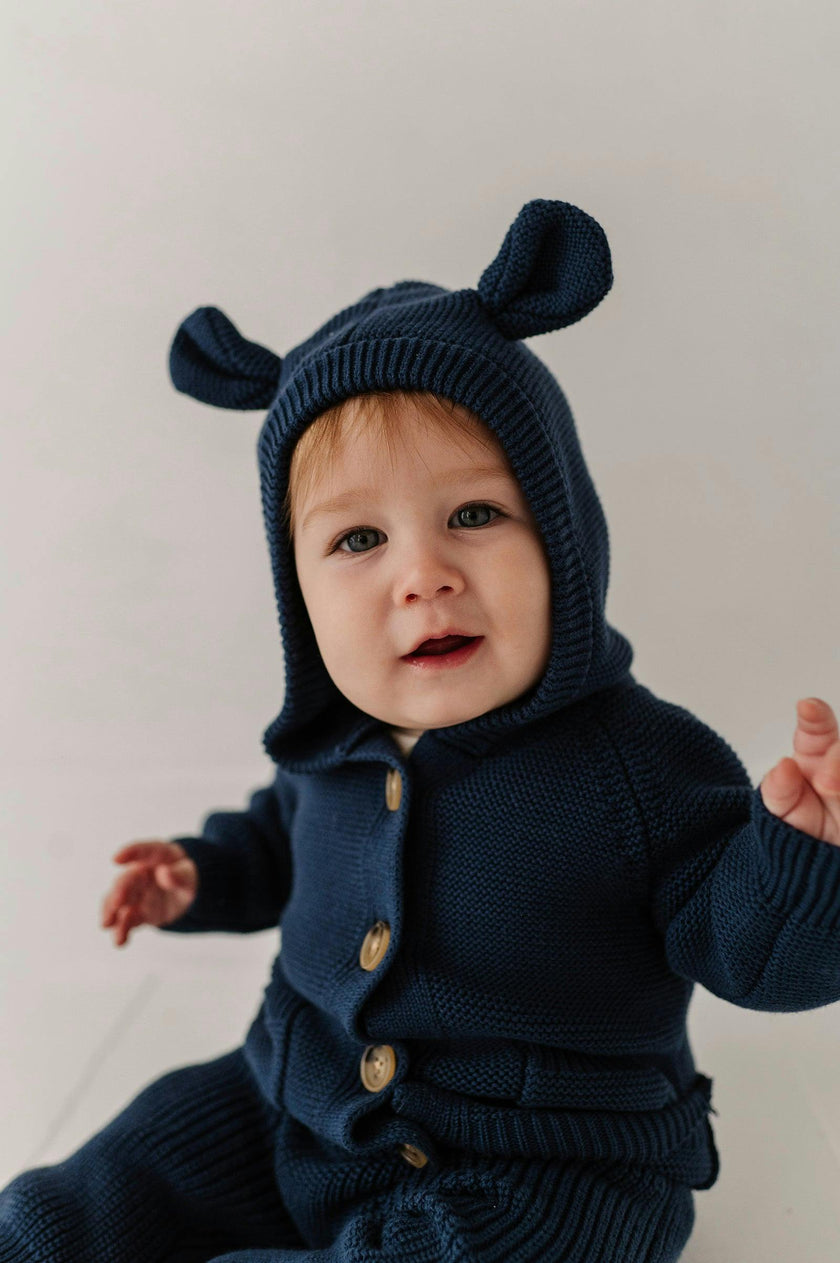 Knit Hoodie in Navy