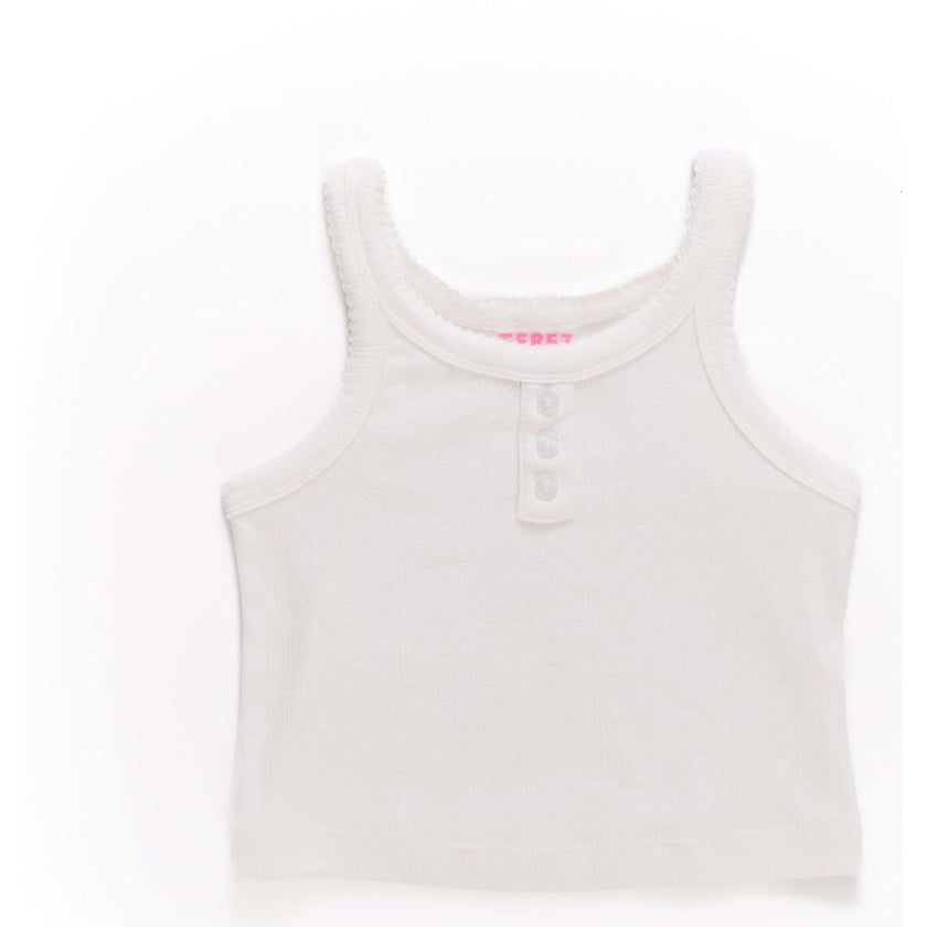 Girls Pointelle Tank in Bright White