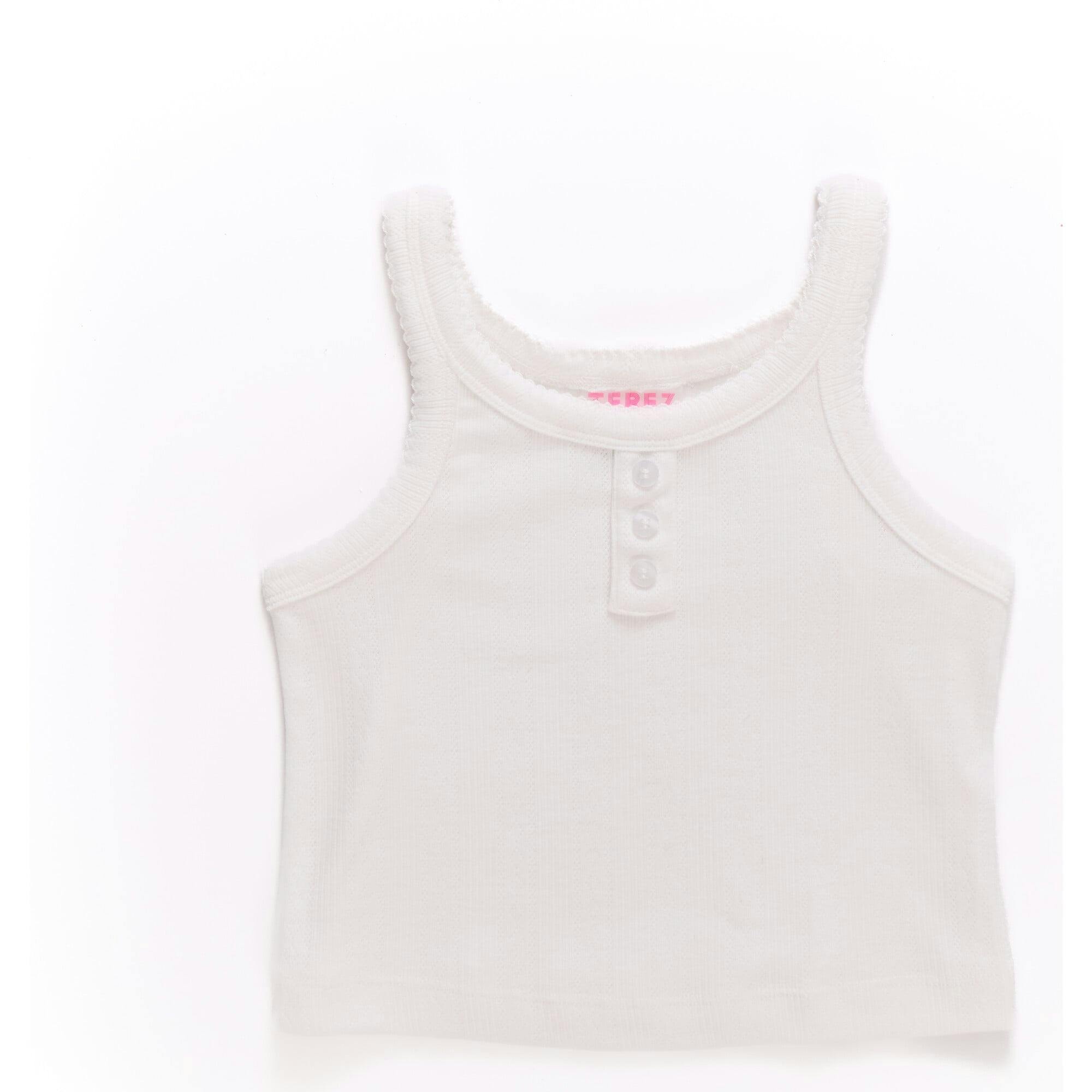 Girls Pointelle Tank in Bright White