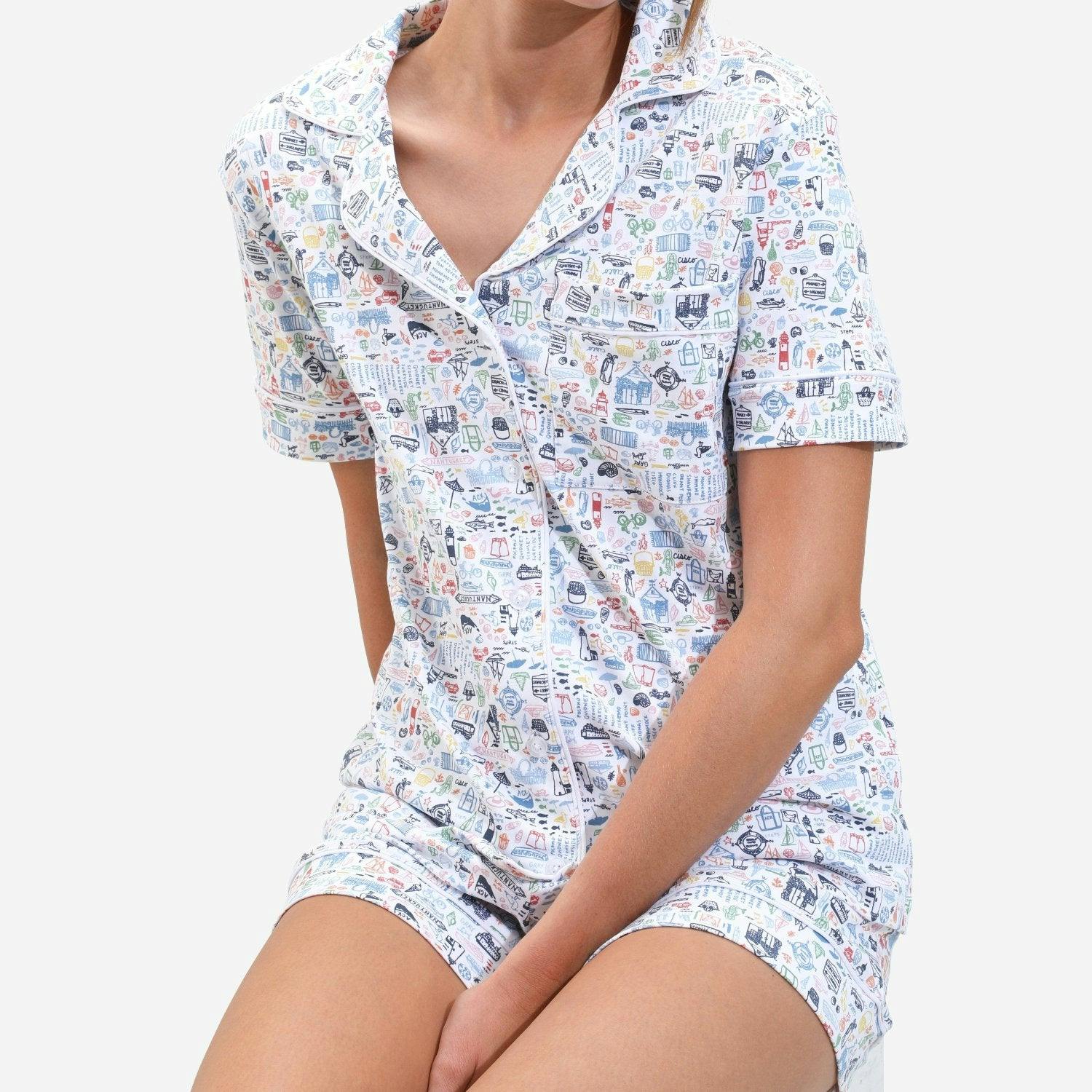 Martha's Vineyard Women’s Button Front Short Pajama Set