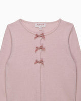 Velvet Bow Cardigan in Pink
