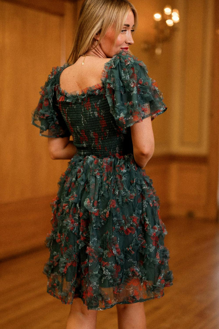 Florentina Short Dress in Emerald Truly Madly Deeply