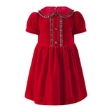 Baby Red Velvet Tartan Trim Dress