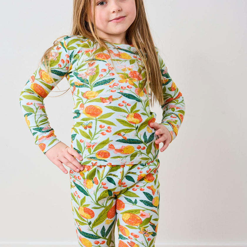 Butterfly Grove - Kids PJ Set - Soft Blue