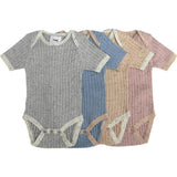 Ribbed Knit Short Sleeve Retro Bodysuit