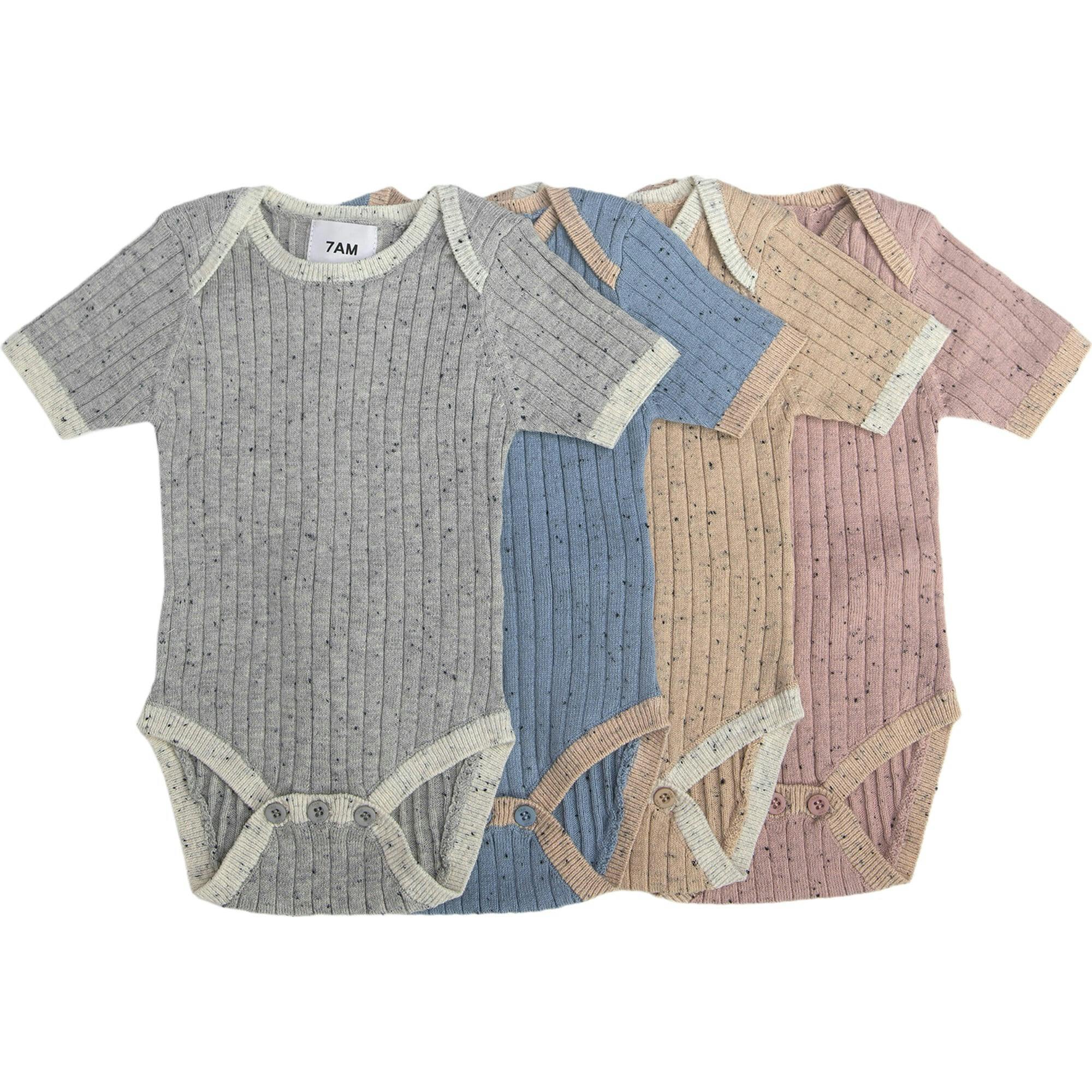 Ribbed Knit Short Sleeve Retro Bodysuit