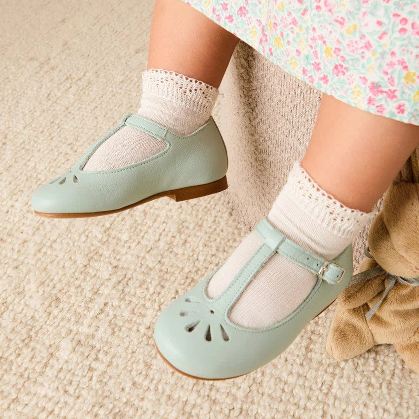Petal Detail Charlotte Shoes in Mint (21-36EU)