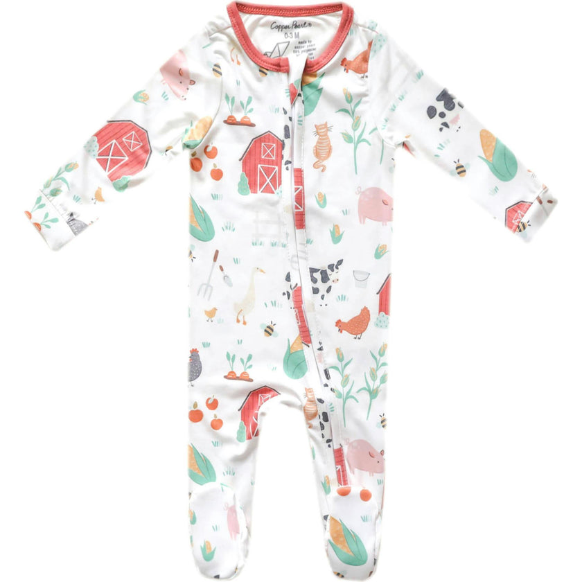 Farmstead Zip-Up Footie, Prints