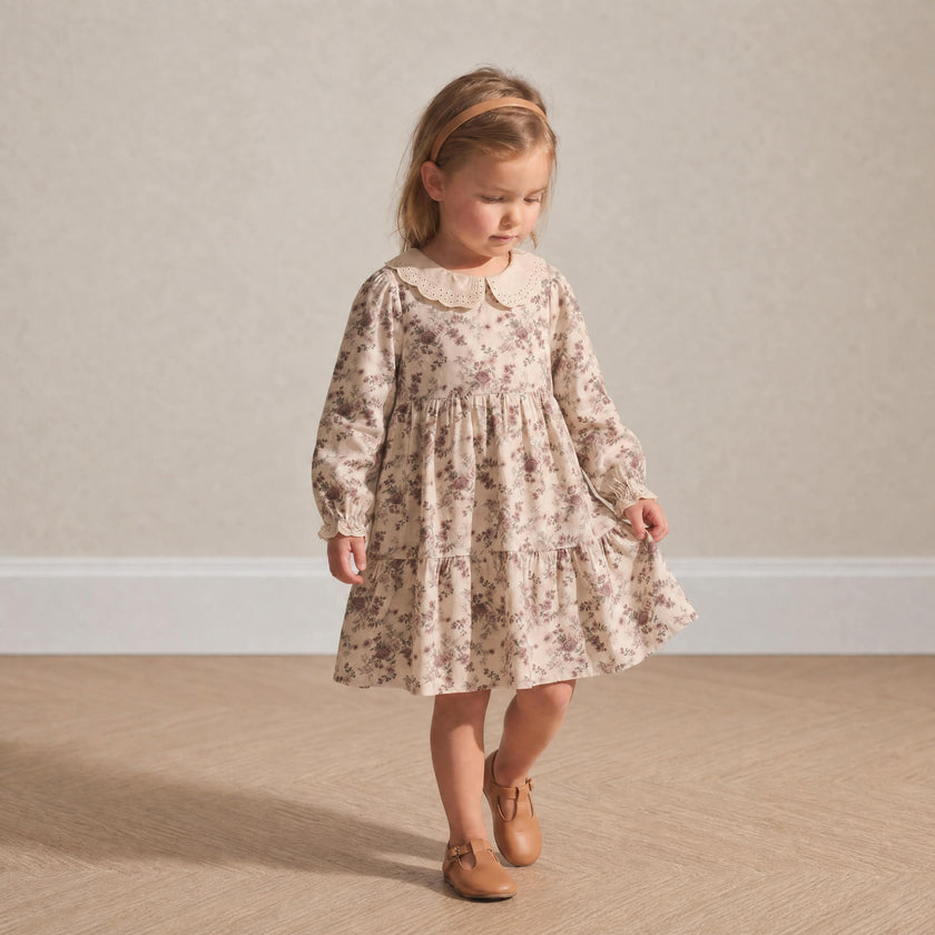 Organic Collar Tiered Dress - Wildrose