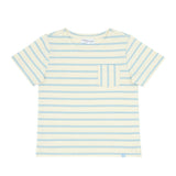 Unisex Cream And Powder Blue Stripe Boatneck Tee