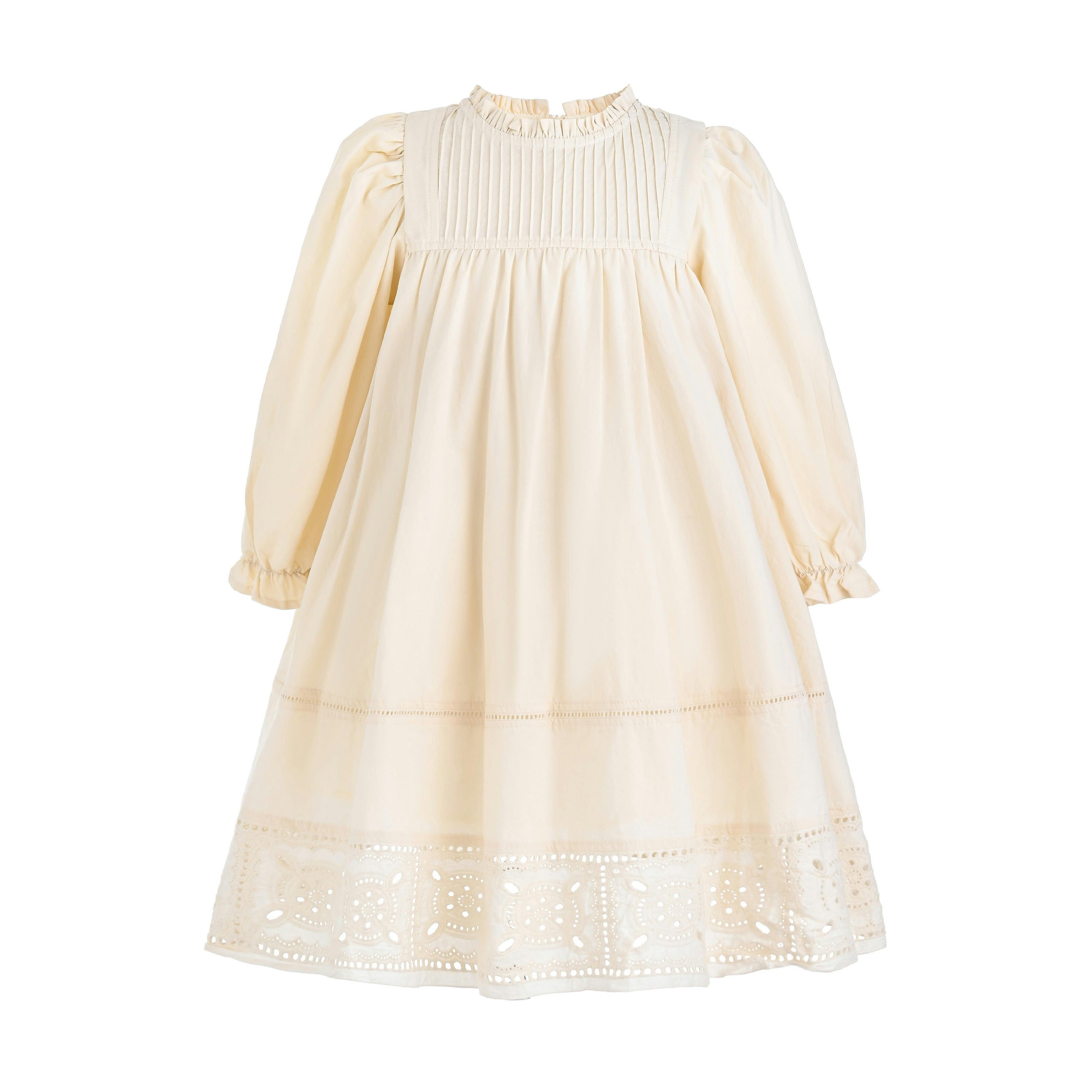 Beige Eyelet Embroidered Dress