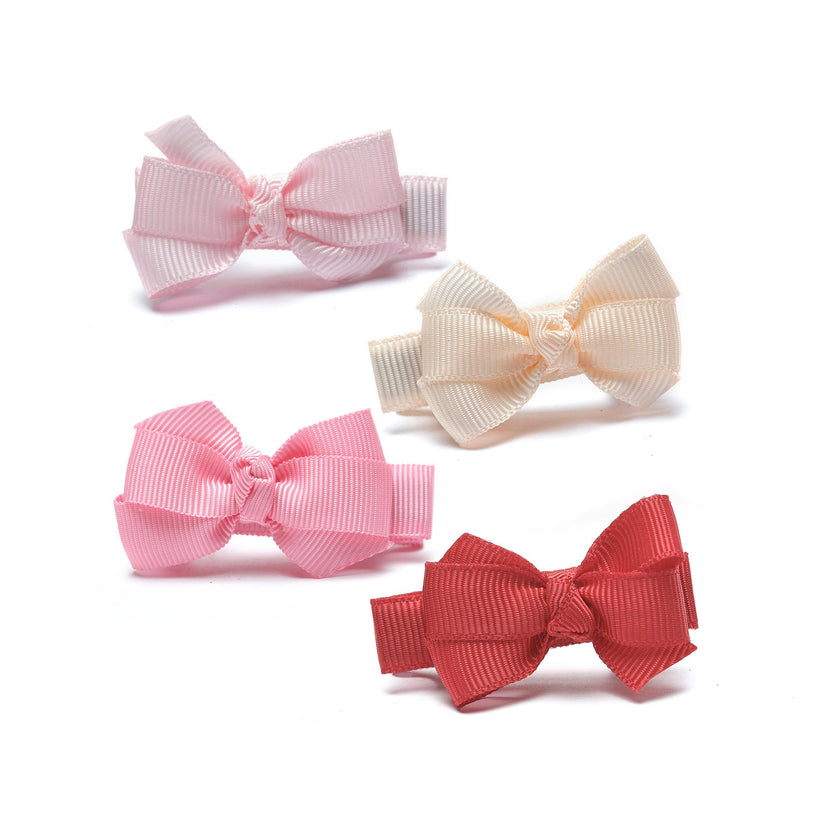 Little Bows Fabric Pink Red Shades Hair Clips
