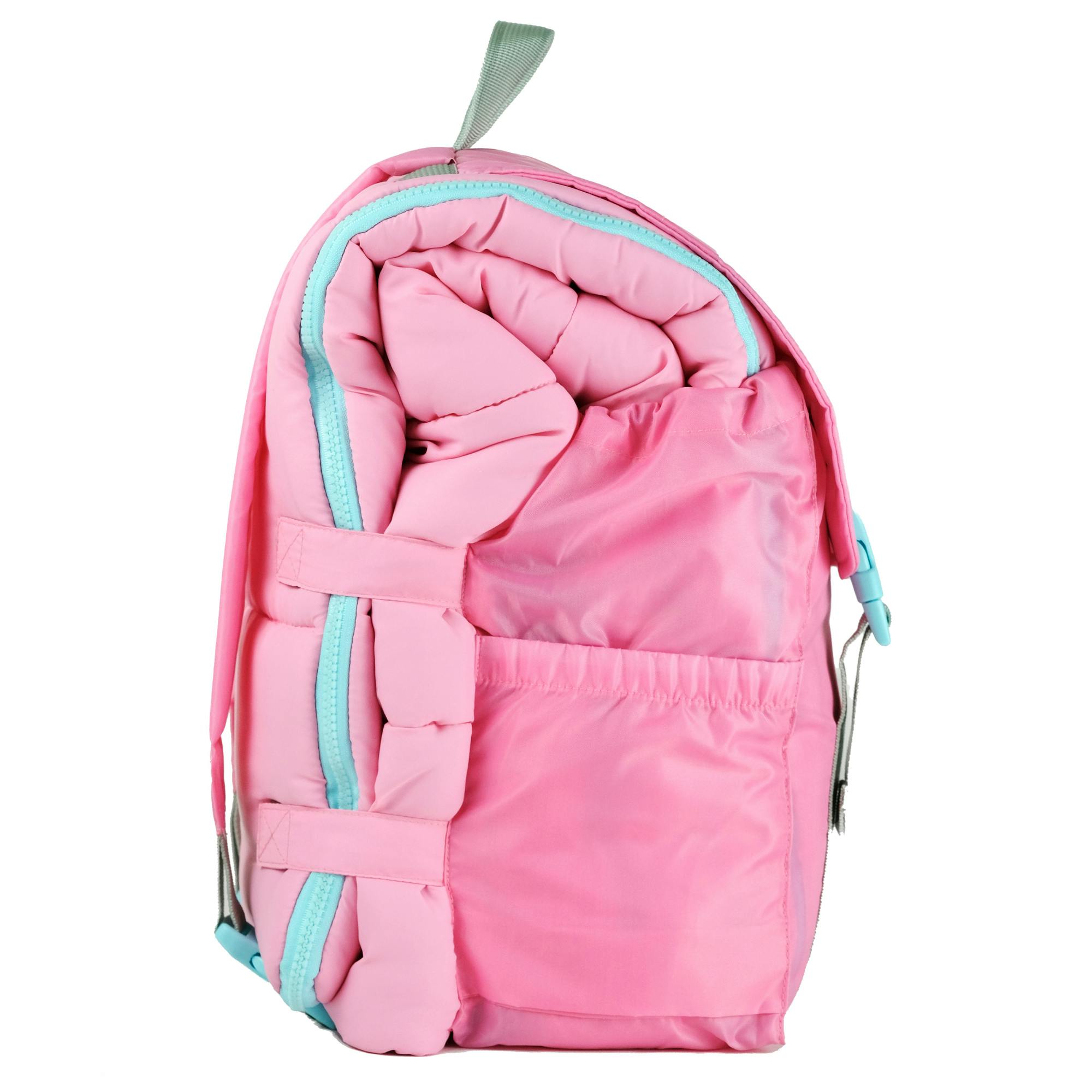 Sleep-N-Pack: Packable Sleeping Bag, Little Kid 3-6 yrs - Cosmos Pink/Glow-In-The-Dark Hearts