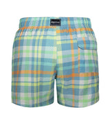 boys swim shorts blue plaid