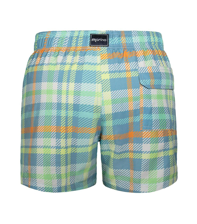 boys swim shorts blue plaid