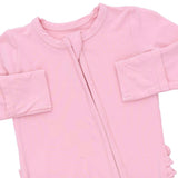 Solid Candy Pink - 2 Way Ruffle Back Zipper Footie