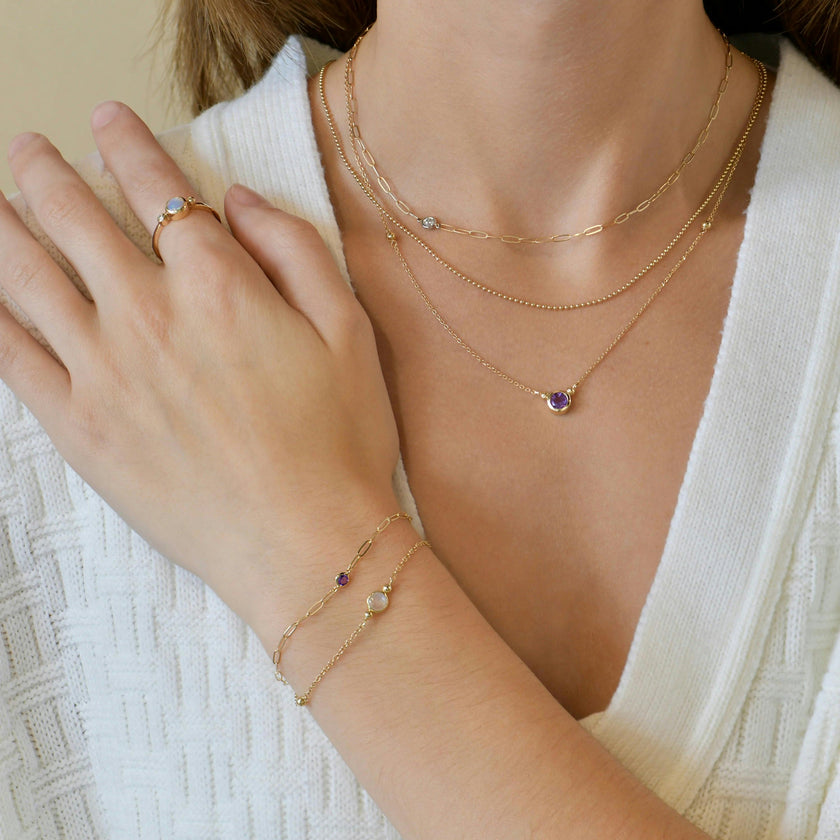 Classique Birthstone Paperclip Bracelet