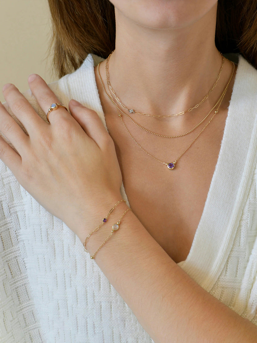 Classique Birthstone Paperclip Bracelet