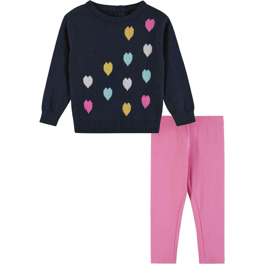 Infant Heart Sweater w/Pink Legging Set