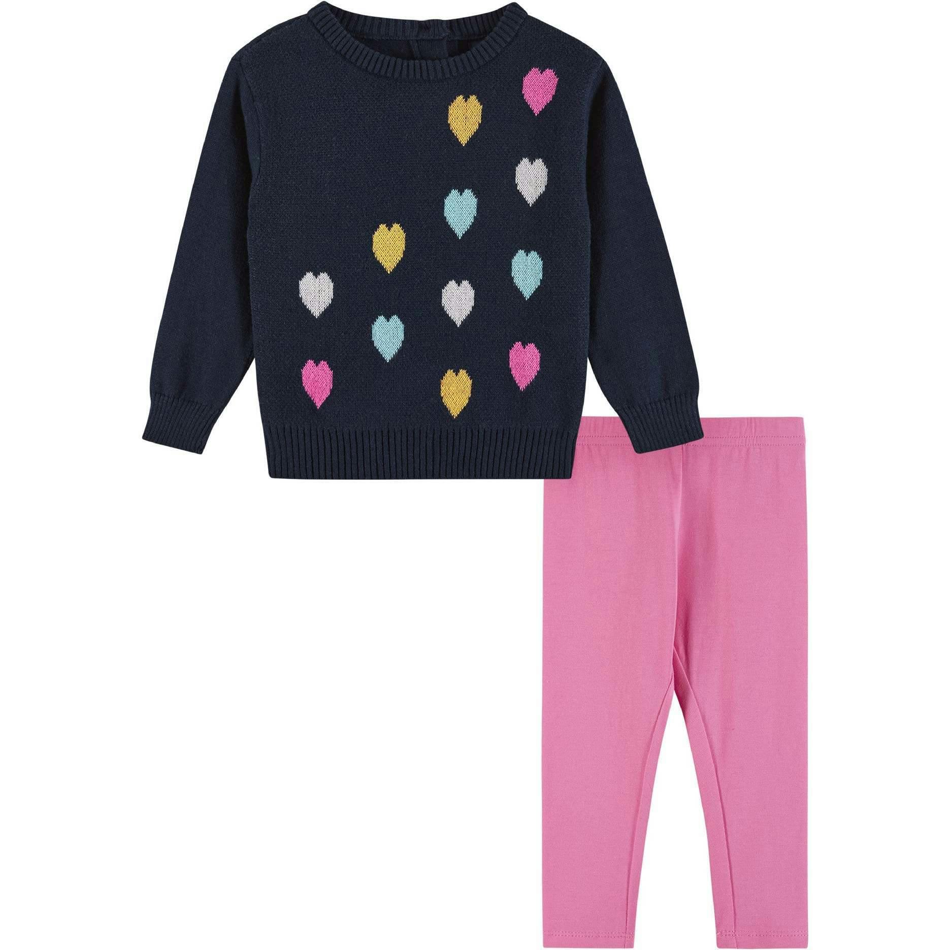 Infant Heart Sweater w/Pink Legging Set