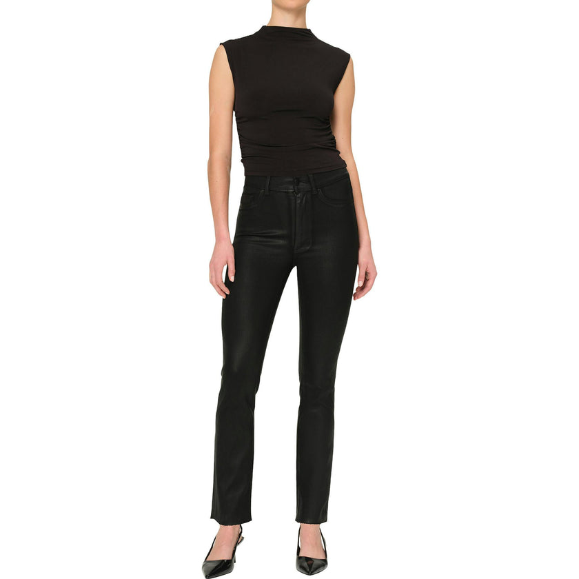 Halle Straight High Rise Instasculpt 29" Jeans | Black Coated