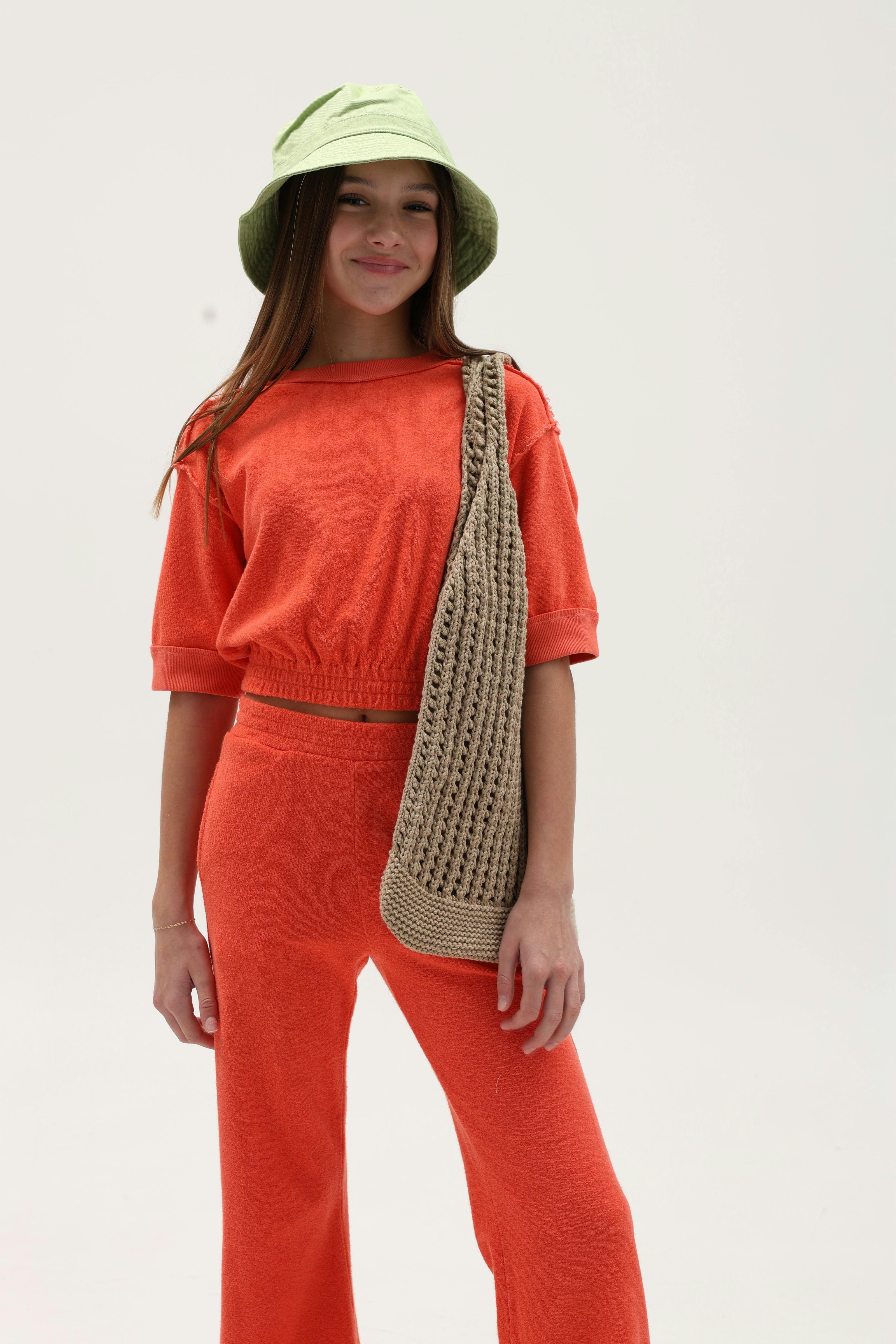 Terry Cloth Elbow Sleeve Pullover