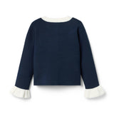 Ruffle Cuff Cardigan, navy blue