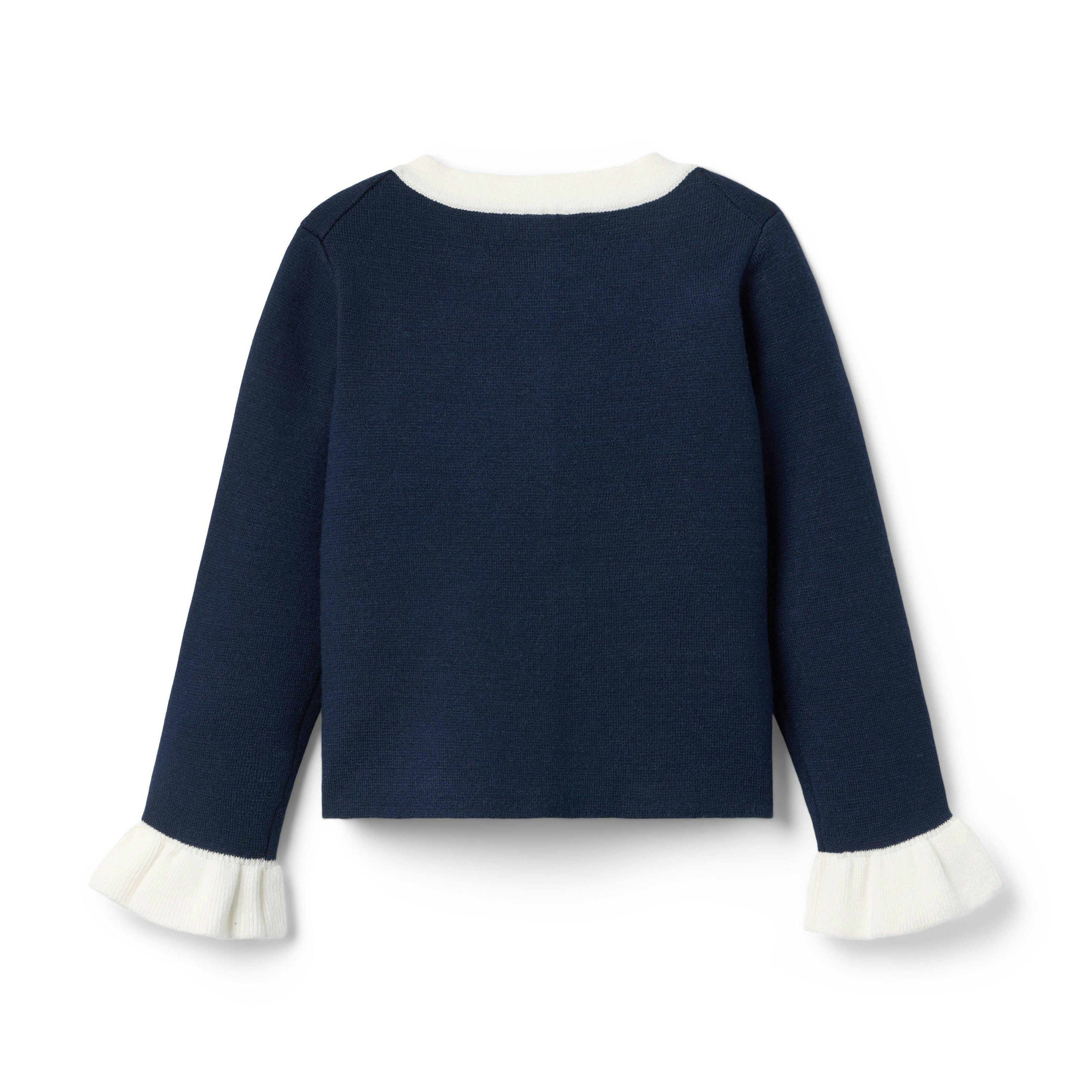 Ruffle Cuff Cardigan, navy blue