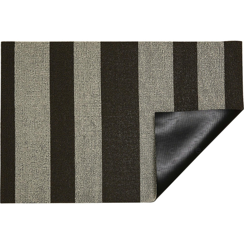 Bold Stripe Shag Floor Mat, Grey